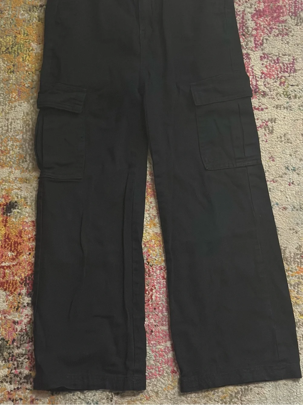Old Navy Girls Black Wide-Leg Cargo Pants | Size Large (10-12Y)